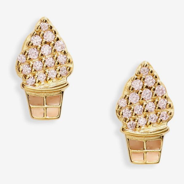 Judith Leiber Couture Strawberry Ice Cream Cone Stud Earrings