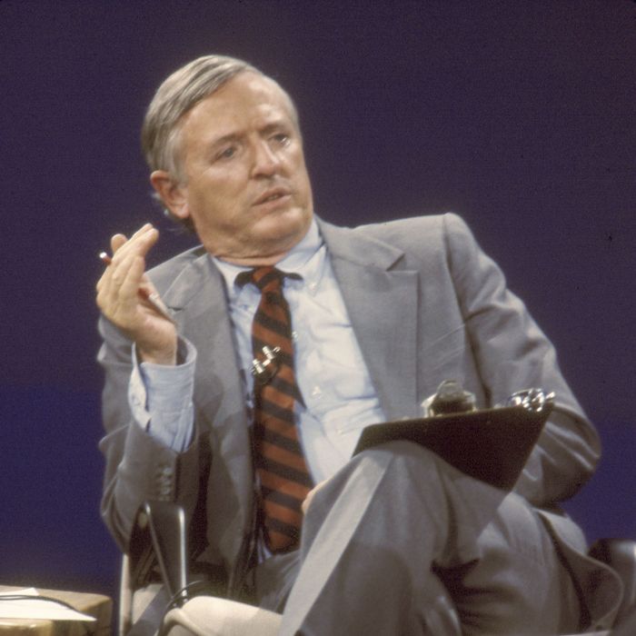 TALLAHASSEE, FL - 1983: Conservative author and television host William F. Buckley, Jr. on the set of 'Firing Line' at WFSU-TV in Tallahassee, Florida in October 1983. (Photo by Mickey Adair/Getty Images)