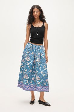 J.Crew Pull-On Midi Skirt in Block Print