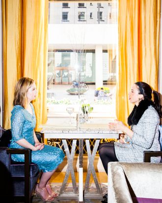 Myka Meier and the author in the Champagne Bar.