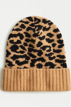 J. Crew Leopard-Print Beanie in Supersoft Yarn