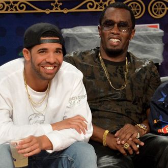 Musicians Drake (L) and Sean Combs attend the State Farm All-Star Saturday Night during the NBA All-Star Weekend 2014 at The Smoothie King Center on February 15, 2014 in New Orleans, Louisiana.