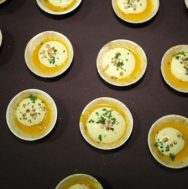 From the Elm: red-kuri-squash velouté with comté crème.