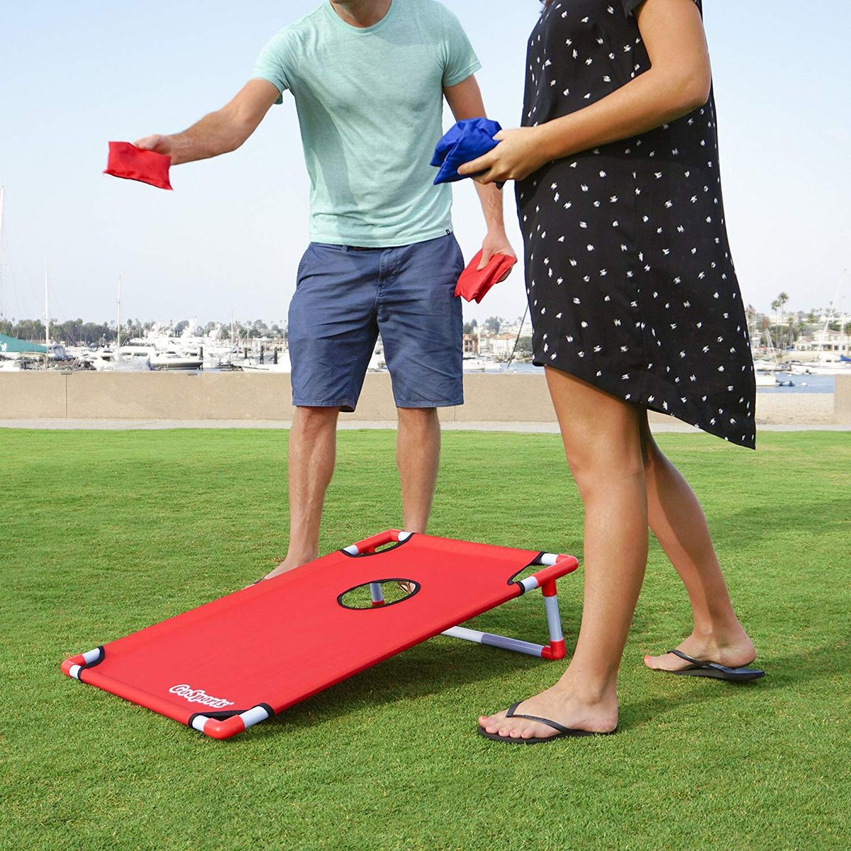Outside Toys Backyard Games Cornhole Corn Hole Outdoor Family Games for Kids and Adults CUTE STONE Bean Bag Toss Game 