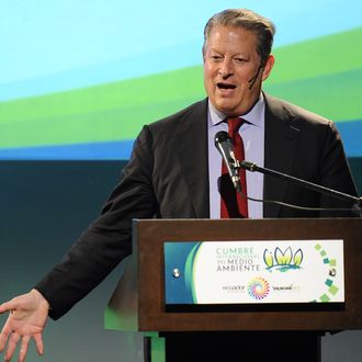 Former US Vice-President and environmental activist Al Gore speaks during an environmental summit in Guayaquil, Ecuador on March 17, 2011. AFP PHOTO / RODRIGO BUENDIA (Photo credit should read RODRIGO BUENDIA/AFP/Getty Images)