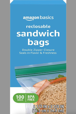 Amazon Basics Reclosable Double Zipper Sandwich Storage Bags for Food Storage