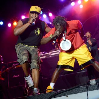 Flavor Flav, Chuck D. of Public Enemy performs at Wingate Park in Brooklyn New York on July 30th, 2012.