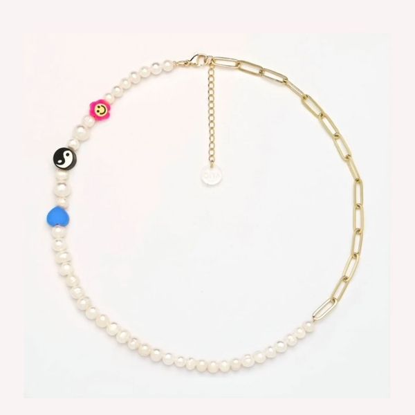 Oiya Naomi Pearl & Chain Necklace