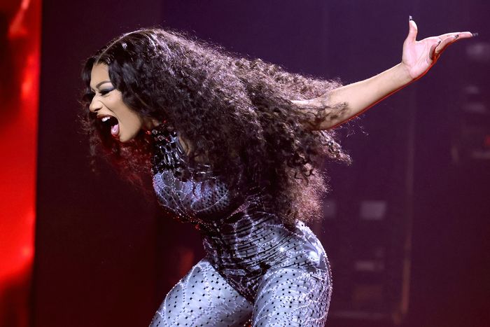 Megan Thee Stallion performs during the Hot Girl Summer Tour at Crypto.com Arena in Los Angeles