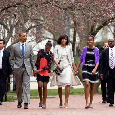 Barack Obama, Sasha, Michelle, and Malia on Easter.