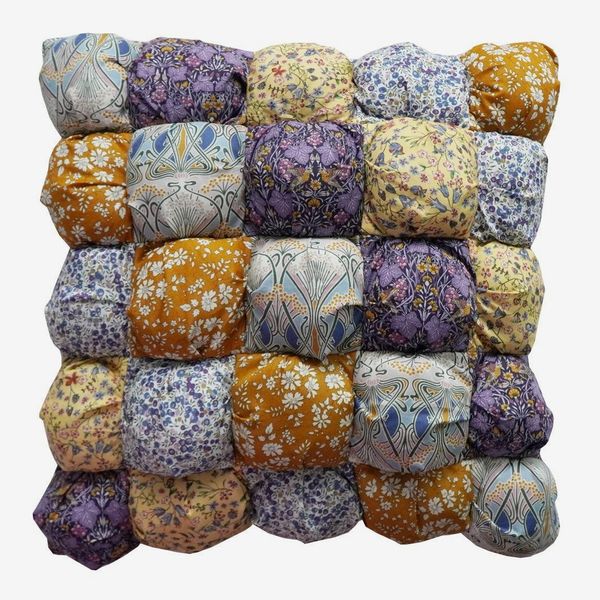 Coco & Wolf Puff Patchwork Cushion made with Liberty Fabric