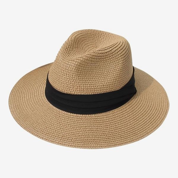 Lanzom Women Wide Brim Straw Panama Roll up Hat