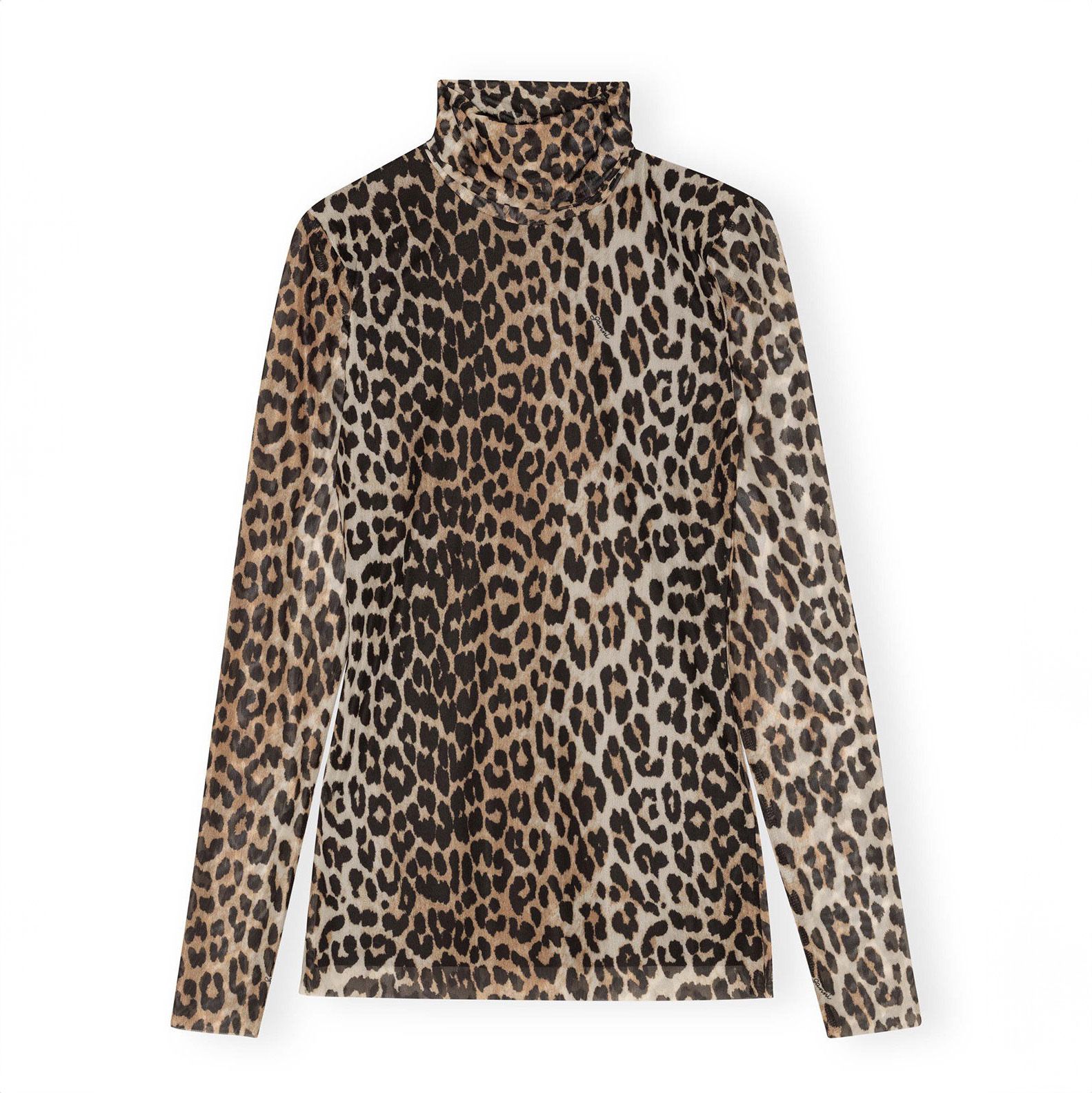 Leopard Printed Mesh Long Sleeve