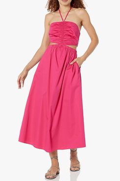 The Drop Women's Brinda Cotton Cut-Out Halter Maxi Dress