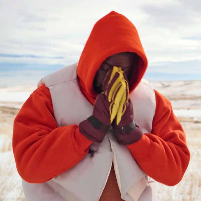 White Puffer Vest Of Kanye West In Kanye West Follow God Spotern ...