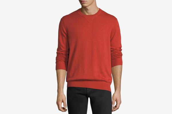 Neiman Marcus Donegal Crewneck Sweatshirt with Elbow Patches