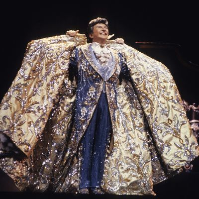 NEW YORK - JANUARY 01: Liberace performs at Radio City Music Hall in 1985 in New York City. (Photo by Larry Busacca/WireImage)
