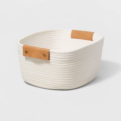 Brightroom Decorative Coiled Rope Square Base Tapered Basket