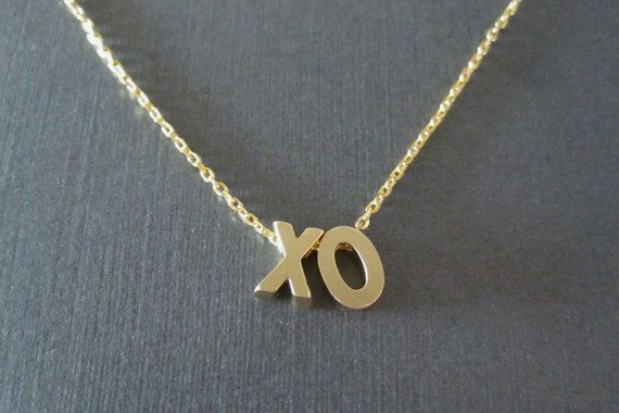 Two Gold Block Letter Initial Necklace