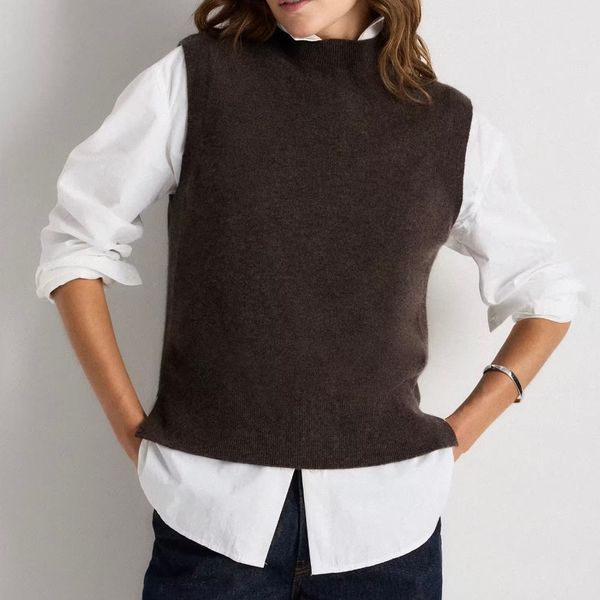 Quince Mongolian Cashmere Mock Neck Sweater Vest