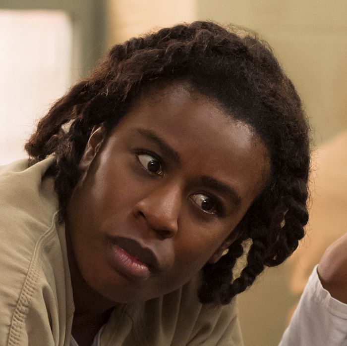 Danielle Brooks as Taystee, Uzo Aduba as Suzanne, Amanda Stephen as Alison, Adrienne C. Moore as Cindy.