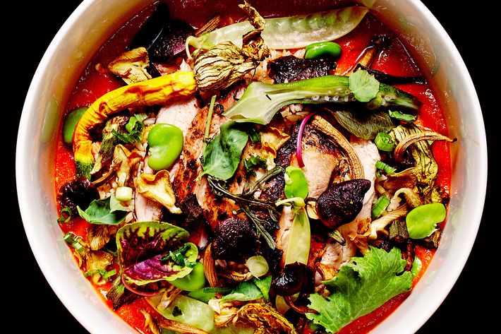 The Food Sermon&#8217;s Island Bowl with chicken and summer vegetables.