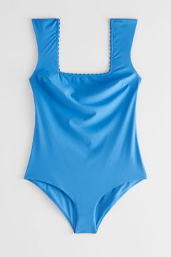 & Other Stories Scalloped Square Neck Swimsuit