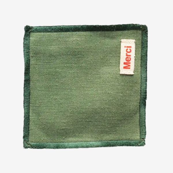 Merci Set of 6 Coasters in Washed Linen - Anduze Green