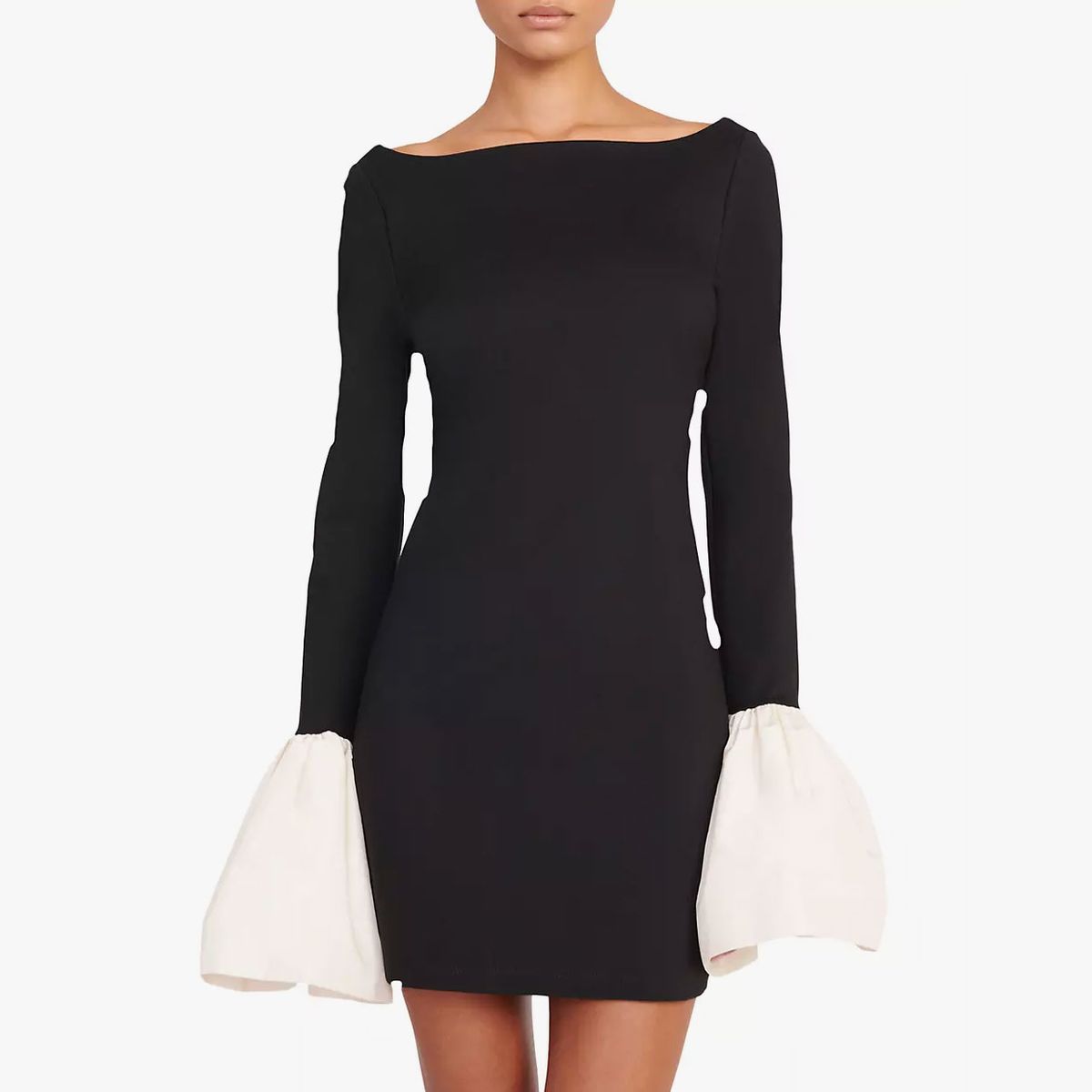 Staud Hawthorne Two-Tone Bell Sleeve Mini