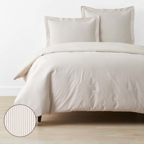 Company Store Classic Stripes and Plaids Cool Yarn-Dyed Cotton Percale Duvet Cover