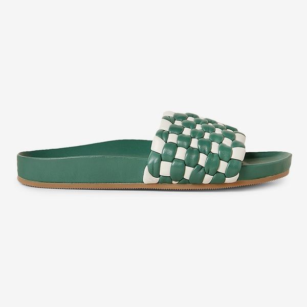 Loeffler Randall Sonnie Bicolor Woven Lambskin Pool Sandals, Green