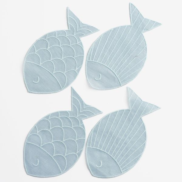 Piecework Sardine Cocktail Napkins - Set of 4