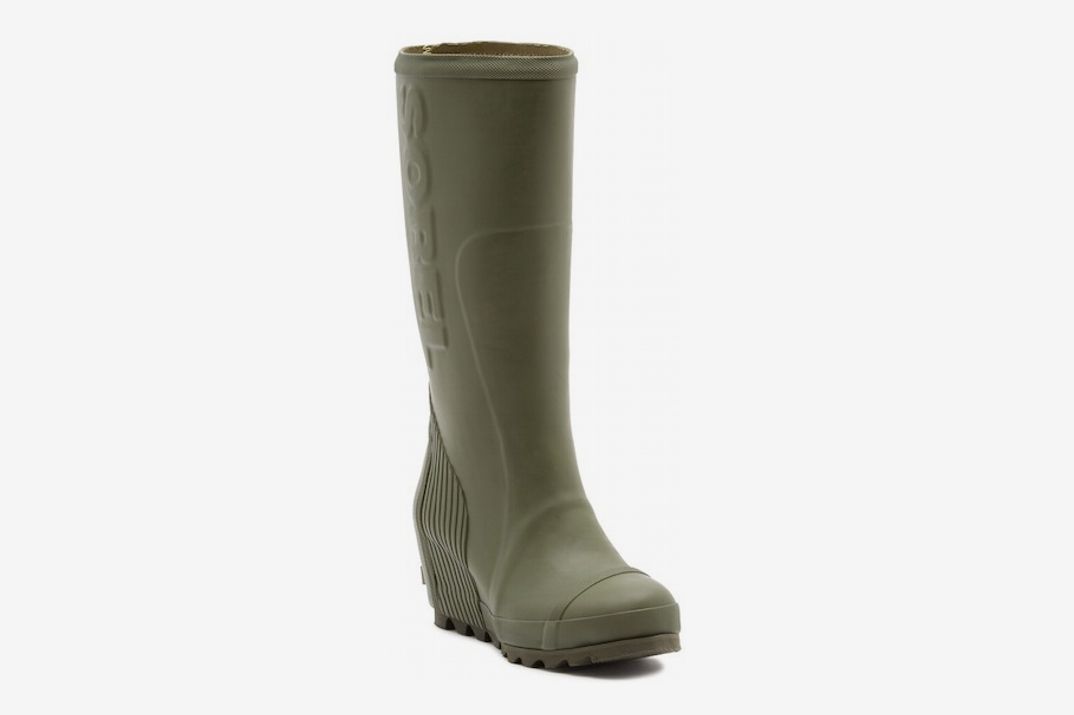 Sorel joan tall cheap waterproof wedge rain boot