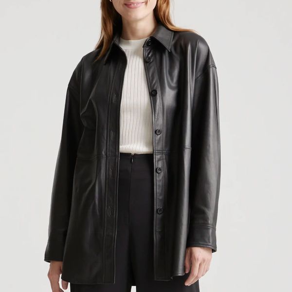 Quince 100% Leather Shirt Jacket