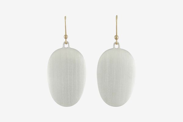 Ted Muehling Large Brushed-Silver Chip Earrings