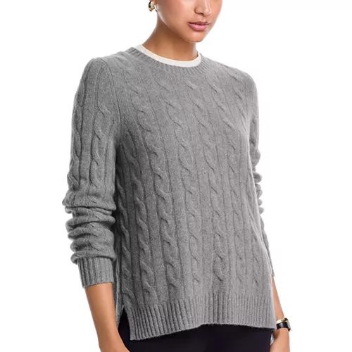 C by Bloomingdale’s Cashmere Cable-Knit Crewneck Sweater
