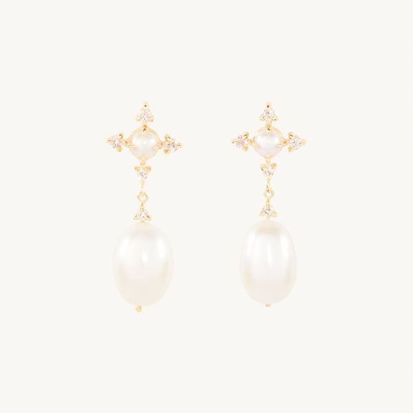 Catbird Pearl Moonflower Earrings (Pair)