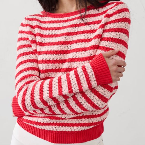 Banana Republic Factory Cotton Boatneck Crochet Sweater