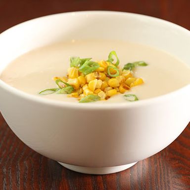 Cauliflower soup with coconut milk, lime, and roasted corn, $8