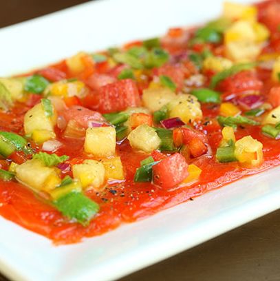 watermelon-jalapeño salsa, cilantro, mint