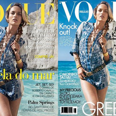 <em>Vogue</em> Portugal (left) and <em>Vogue</em> Hellas.