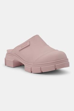 Ganni Recycled Rubber City Mules (Pink Nectar)