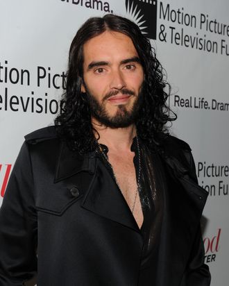 LOS ANGELES, CA - NOVEMBER 05: Actor/comedian Russell Brand arrives at The Hollywood Reporter's Annual Next Generation Reception held at Milk Studios on November 5, 2011 in Los Angeles, California. (Photo by Alberto E. Rodriguez/Getty Images)