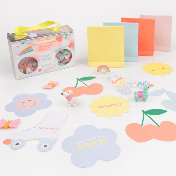 Meri Meri Boom Box Kids Valentine's Cards and Erasers Set (x 12)