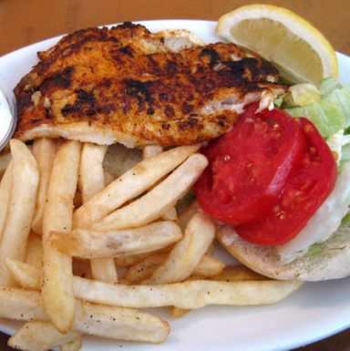 "Starfish Seafood Company in Cortez, Florida: Smoked Mullet Dinner. Grouper sandwich. Hush puppies. Corona. Heaven."