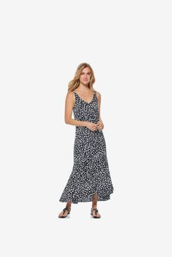Scoop Women's High Low Flounce Hem Printed Maxi Dress
