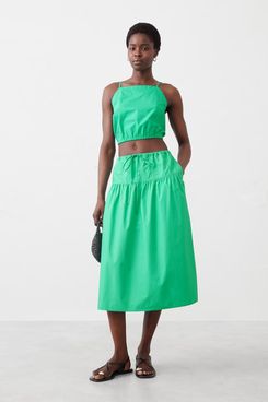 Banana Republic Factory Poplin Drop-Waist Midi Skirt