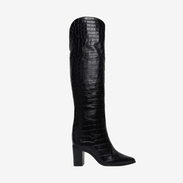 Schutz Anaisha Over-The-Knee Croc-Embossed Leather Boots