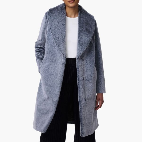 Bernardo Shawl Collar Faux Fur Coat