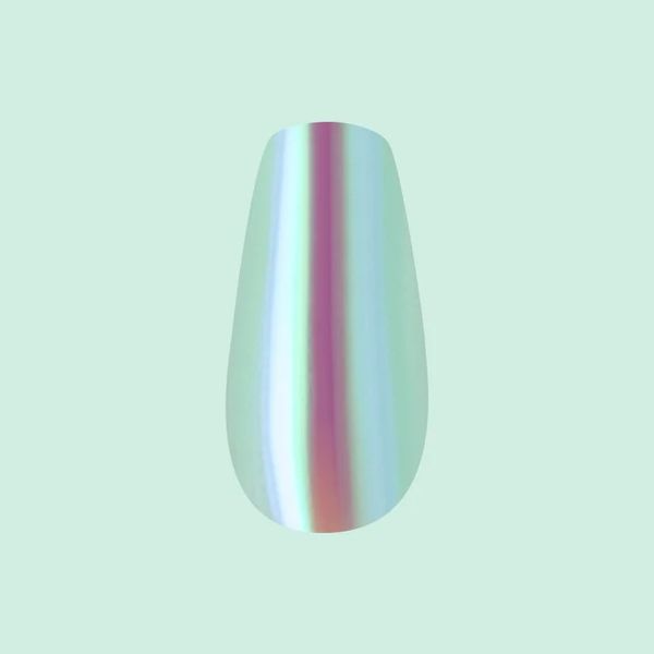 Olive & June Teal Glass Chrome Glue Press-Ons